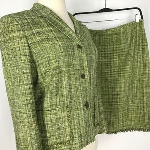Kasper Green 2 Pc Skirt Tweed Suit Set 16